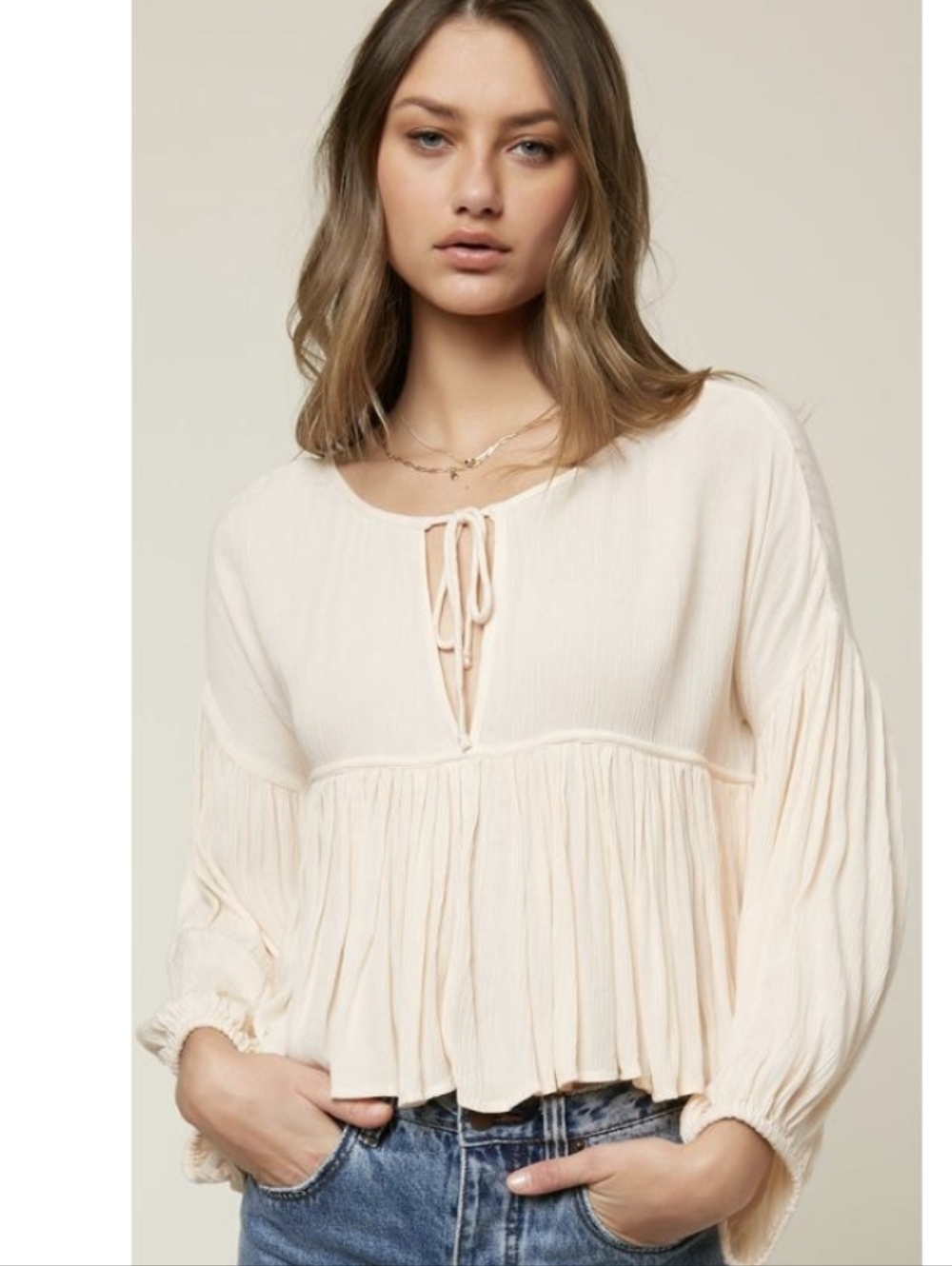 O'Neill Women's Rosie Long Sleeve Peasant Blouse Medium NWT